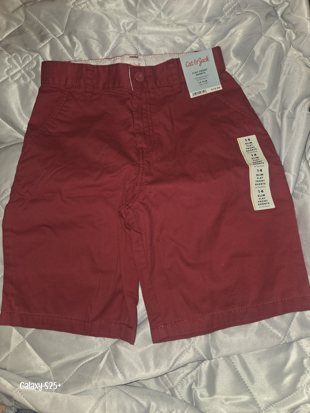 Cat & Jack Boys Slim Flat Front Shorts Red Size 14 NWT